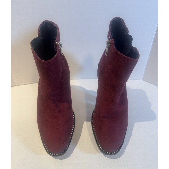 BeBe Women's Burgundy Bootie Ankle Boots Size 6.5 1/2 Zipper Faux Suede - Picture 3 of 10